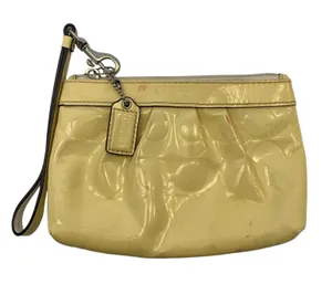 Coach Yellow Patent Leather Signature Print Wristlet thumbnail 1