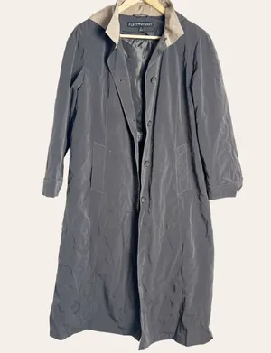 Fleet Street Vintage Women’s Olive Green Long Hooded Trench Rain Coat Size 12P thumbnail 1