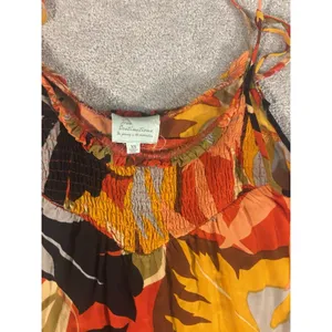 free destination tiered smocked floral tropical‎ dress tie straps xs thumbnail 4