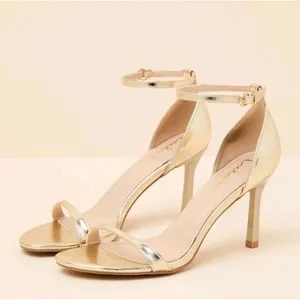 Lulus Gold Metallic Strappy Heels Womens 8.5 Ankle Strap Stiletto Sandals thumbnail 3