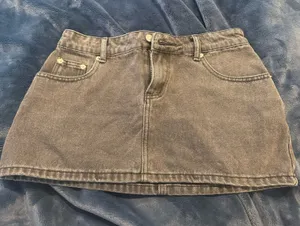 Edikted Dark Grey Denim Mini Skirt size s thumbnail 1