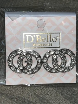 D'Bello Crystal Interlocking Circle Stud Earrings thumbnail 2