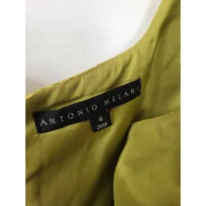 Antonio Melani Lime Green Gold Metallic Dress Midi Cocktail Evening Formal 4 thumbnail 7