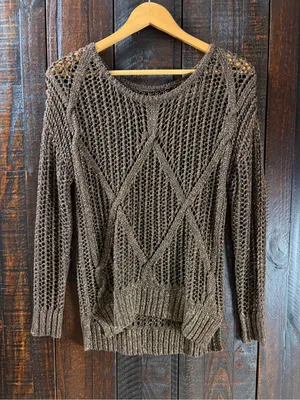 iJeans by Buffalo Bronze Shimmer Open-Knit Sweater - Small thumbnail 1