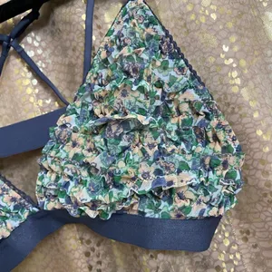 Aerie blue mesh ruffle strappy triangle bralette M, NWOT thumbnail 3