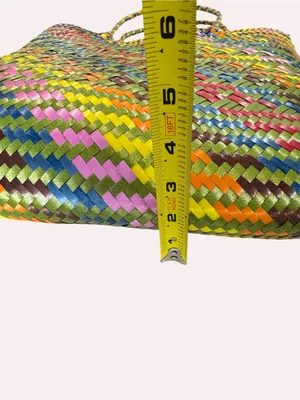 Large Colorful Mexican Woven Straw Tote Bag Market Beach Boho Handmade thumbnail 11
