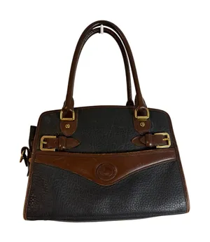 Vintage Dooney & Bourke Black and Tan Satchel All Weather Leather No Strap thumbnail 1
