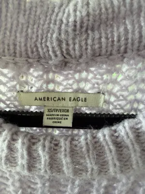 American Eagle Lavender Open Knit‎ Crewneck Sweater, Size XS thumbnail 3