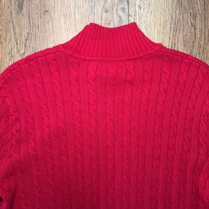 VTG Lauren Ralph Lauren Red Cable Knit Mock Neck Crest Sweater Womens XL Preppy thumbnail 9