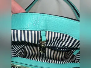 KATE SPADE Turquoise Satchel Purse Handbag Striped Interior Roomy thumbnail 9