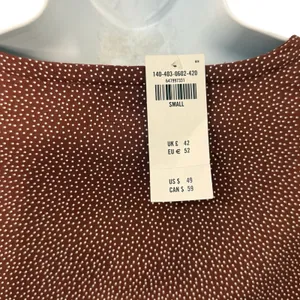 Abercrombie & Fitch Brown Polka Dot Tie Sleeve Smocked Waist Top size S NEW Tags thumbnail 11