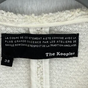 The Kooples Ivory Boucle Blazer‎ Size 38/M Open Front Black Trim Pockets thumbnail 3