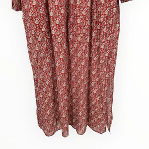 Umgee Burgundy Ditsy Floral Print Maxi Dress with Slits size Large Long Sleeves thumbnail 9