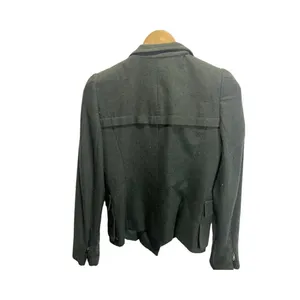 Ann Taylor‎ Blazer Women 4 Green Wool Blend Faux Leather Trim Asymmetric Career thumbnail 4
