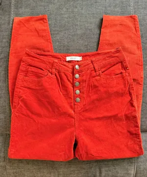 NWOT Cello Red Corduroy Button Fly Skinny Pants Size 11 Retro Fall thumbnail 1