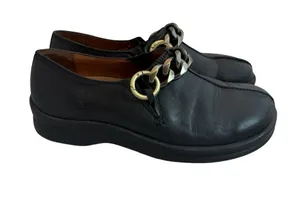 Birkenstock Footprints Black Slip-On Loafers Shoes w/ Chain Comfortable Size 38 thumbnail 1
