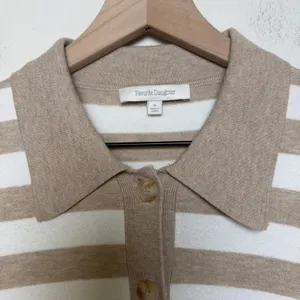 Favorite Daughter Women The Belle‎ Cardigan Sweater Medium Preppy Striped Polo thumbnail 3