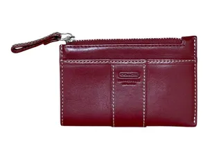 Red Mahogany Vintage Leather Coach Mini Skinny ID Wallet Coin Purse Card Holder thumbnail 1