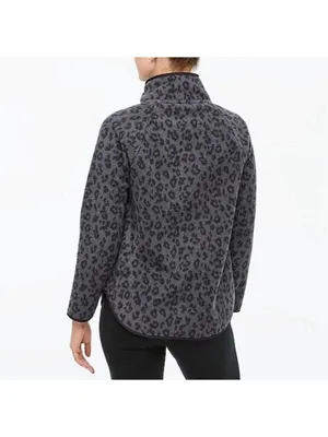 Abercrombie & Fitch Snap-Up Fleece Leopard Print Pullover Asymmetrical Sz Medium thumbnail 2