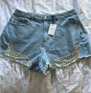 Rhinestone light blue shorts thumbnail 1