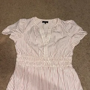 Quince 100% Organic Cotton Poplin Tiered Maxi Dress Terracotta Stripe Small thumbnail 5
