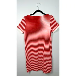 J. Crew Small Dress Womens 100% Cotton‎ Striped Red White Lace Short Sleeve thumbnail 6