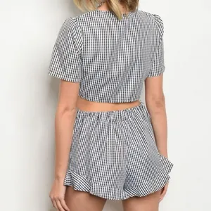Gingham Two piece Set Tie top and ruffle shorts thumbnail 4