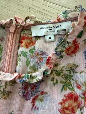 Marissa Web Floral Ruffle Tie-Waist Dress in Blush Pink thumbnail 5