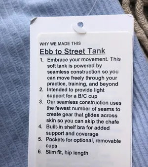 Lululemon NWT Ebb To Street Tank Top Size 12 - Blue Linen thumbnail 5