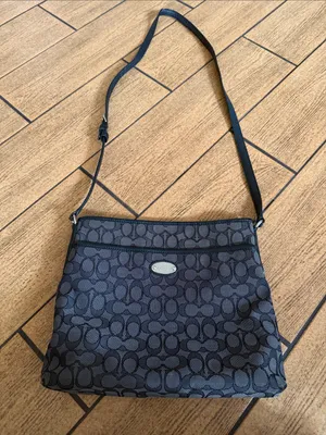 COACH Signature Daisy File Crossbody Black Gray Jacquard Y2K Vintage F16558 thumbnail 1