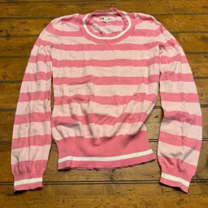 Merona Pink Striped Crew‎ Neck Long Sleeve Sweater Women Size M thumbnail 1