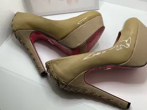Betsey Johnson Dita Patent Leather stilettos in Nude. Size 7.5 thumbnail 1