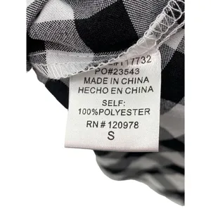 Entro Black and Off White‎ Gingham Print Woven Top NWT Small Checker 3/4 Sleeve thumbnail 4