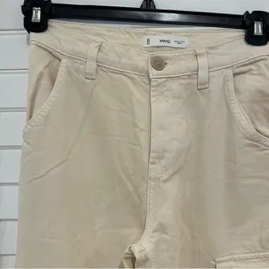 MNG Ecru Cargo Jeans Sz 2 Straight Leg Cream Mango thumbnail 6