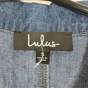 Lulu's Size Small Denim Chambray Dark Wash‎ Short Sleeve Romper Jumpsuit Casual thumbnail 3