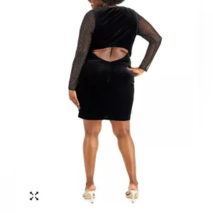 City Studio Black Velvet Mesh Sleeve Bodycon Dress Size 2X‎ NWT Whimsigoth Y2K thumbnail 2