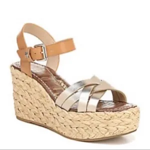 Sam Edelman Gold and Tan Platform Sandals thumbnail 2