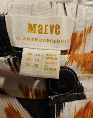 Anthropologie x Maeve Wellesley Wide Leg Printed Satin Pants - Brown/Black/White thumbnail 6