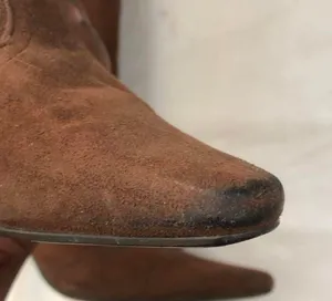 Western boho country chic Brown man-made suede ankle mid-calf boots turquoise stones cowboy/cowgirl approx 3” stiletto heels pointed toe thumbnail 7