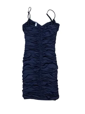 Lucy In The Sky Navy Ruched Bodycon Mini Dress S Spaghetti Strap Cocktail Party thumbnail 2
