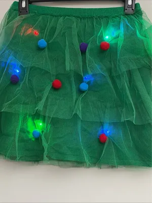 Planet Gold New! Green Tulle Skirt with Colorful light up Pom Poms size S thumbnail 8