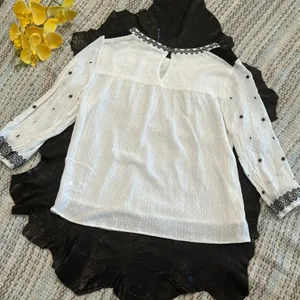 Knox Rose White Embroidered Peasant Top Size M thumbnail 2