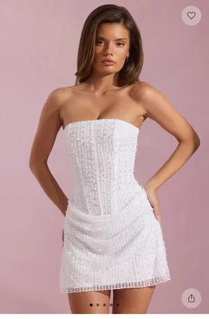 Oh Polly Beaded White Dress thumbnail 1