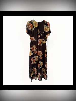 Luxology Floral Black flowy Maxi dress 10 Travel fall Wedding thumbnail 2