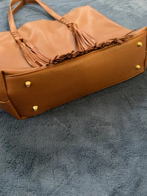 Tassel Detail Leather Tote in Cognac Brown thumbnail 4