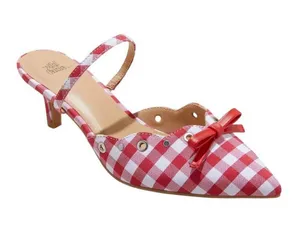 NWT Wild Fable Gingham Eyelet Kitten Heel Mules 92611152 Red / White 8.5M thumbnail 1