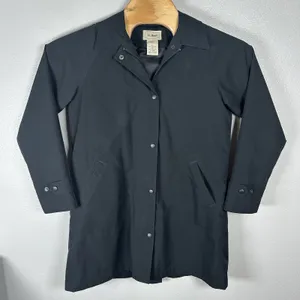 L.L.Bean Womens Small‎ Black Full Zip Snap Long Jacket Removeable Liner Outdoor thumbnail 1