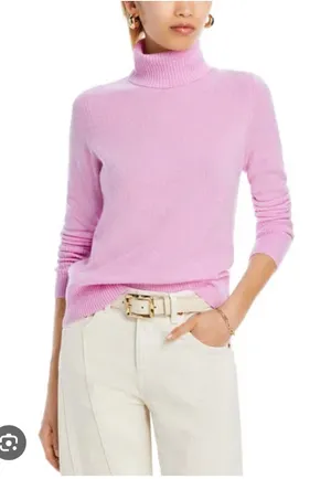 Pink AQUA 100% Cashmere turtleneck  thumbnail 1