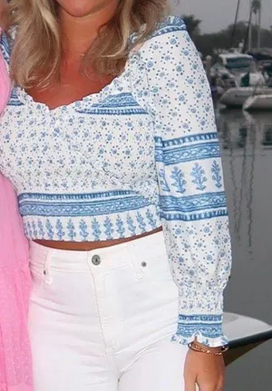 Blue And White Longsleeve Blouse thumbnail 1