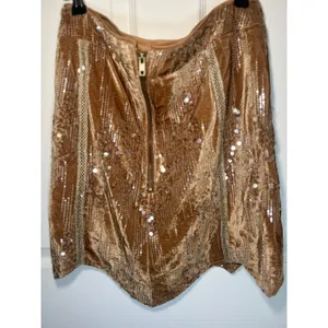Miss‎ Me Mini Skirt Sequin Velvet L Rust Copper NWT Pointed Hem Western Glam thumbnail 2